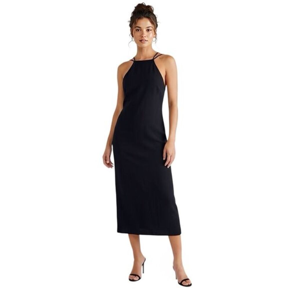 American Apparel Women’s Black Midi Slip Dress Medium Sleeveless Night Evening